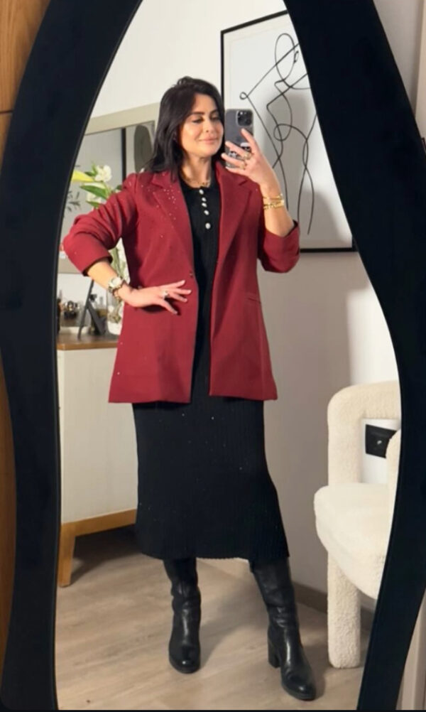Blazer Bordeaux Avec Strass – Image 6