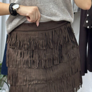 Jupe Short En Daim À Franges