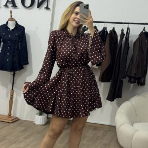 Robe Marron Pointillée