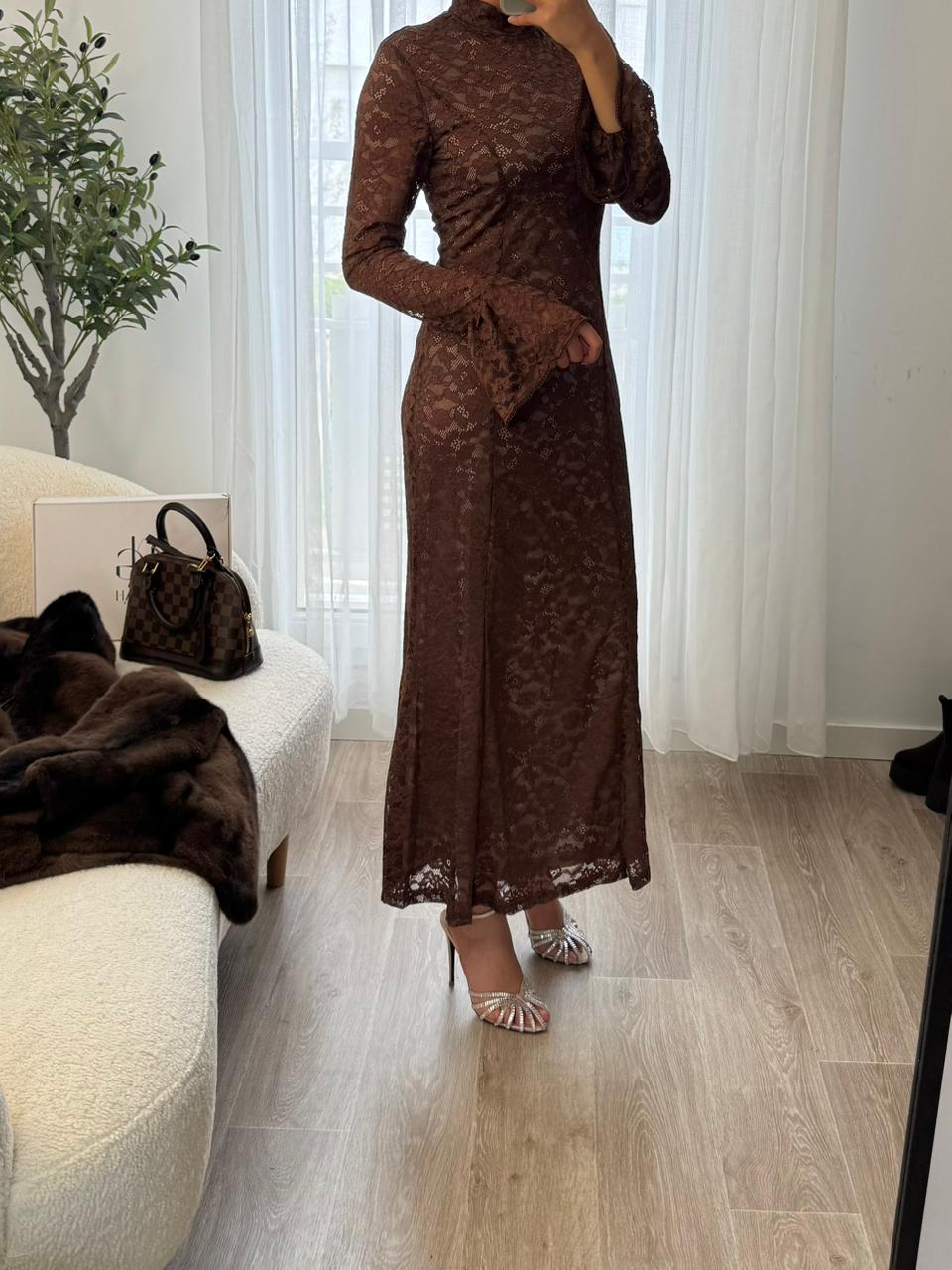 Robe Dentelle Marron – Image 5