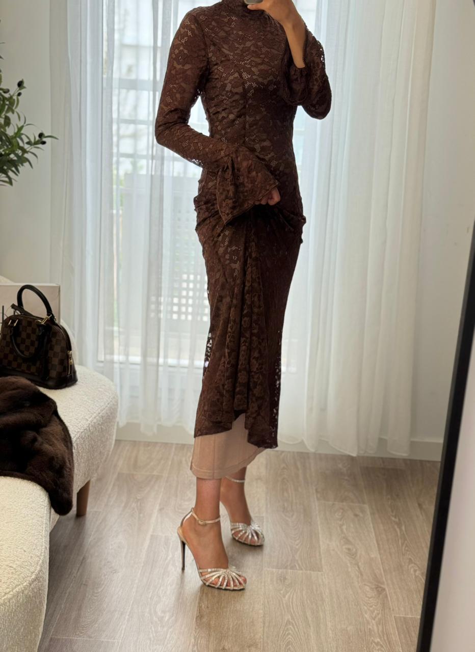 Robe Dentelle Marron – Image 4