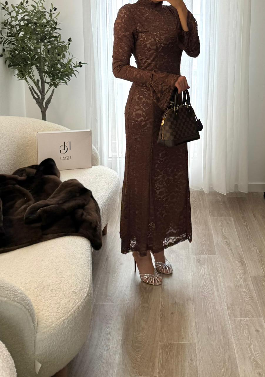 Robe Dentelle Marron – Image 6
