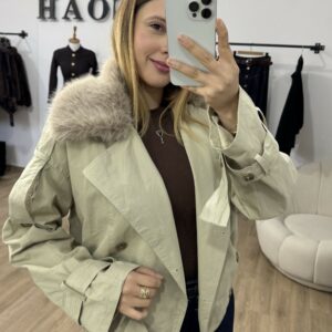 Trench Court Beige à Fourrure