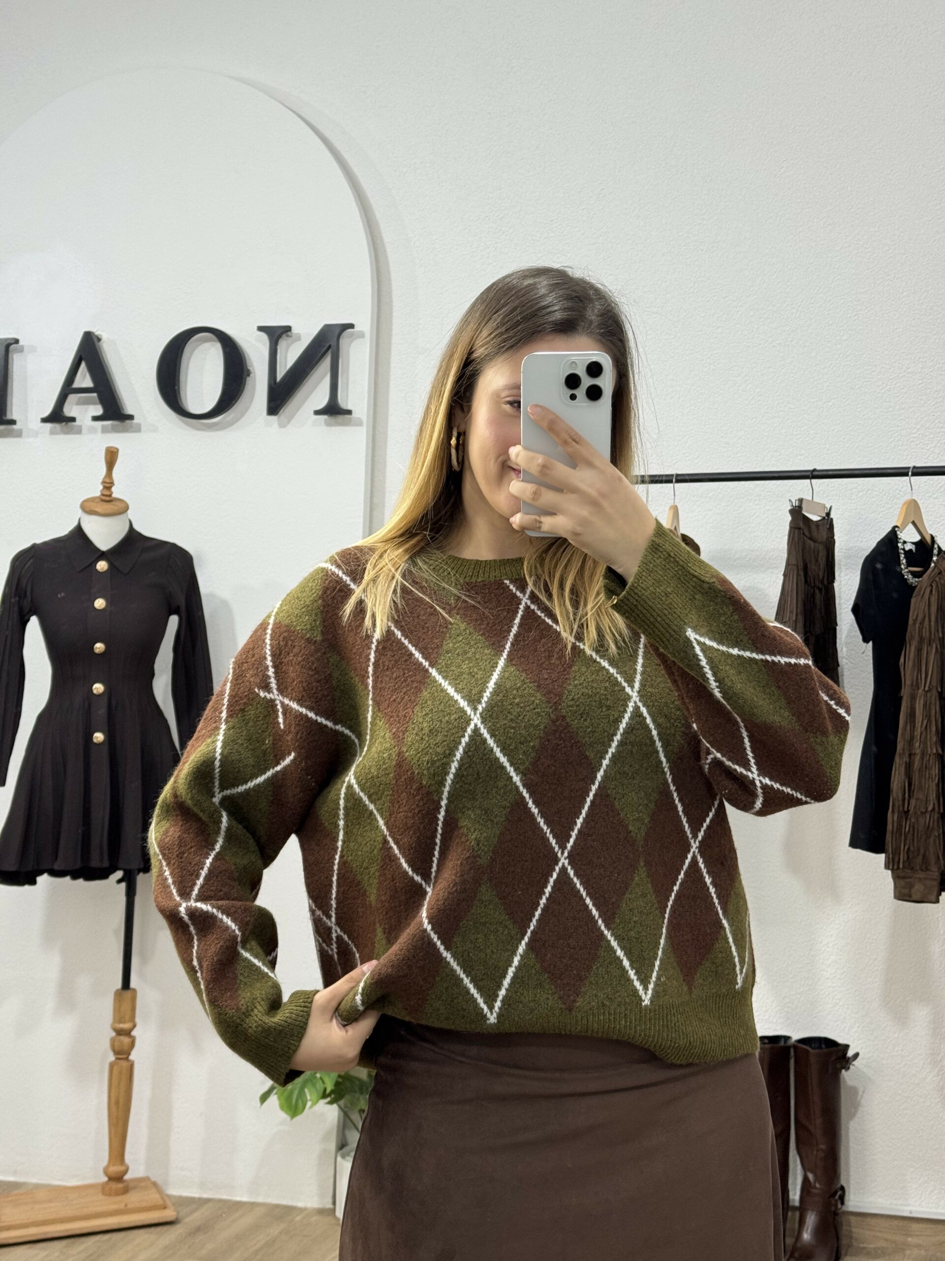 Pull Argyle Olive & Choco – Image 4