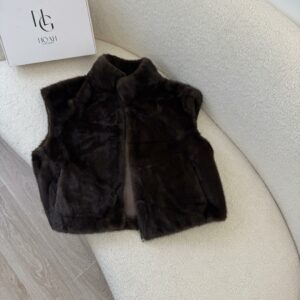 Gilet Fur Dark Brown