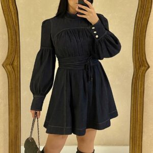 Robe Denim Élégance ceinturée