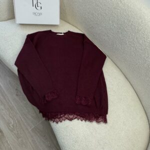 Pull Bordeaux Élégance Dentelle