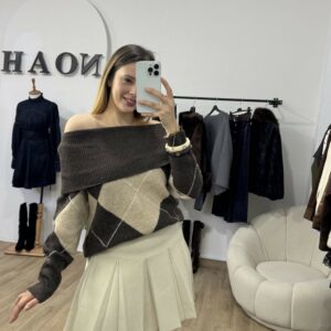 Pull Col Bateau Graphique