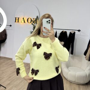 Pull Vanille à Papillons Velours