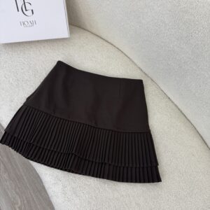 Jupe Courte À Plis Marron