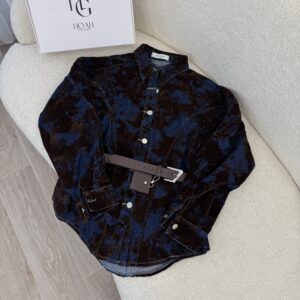 Veste-chemise velours bleu & marron