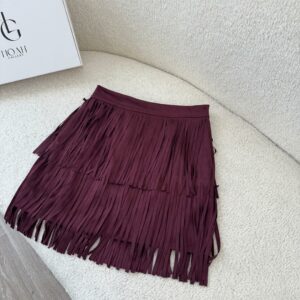 Jupe Prune Élégance Frangée