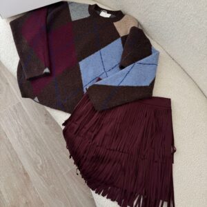 Pull Arlequin Prune & Bleu