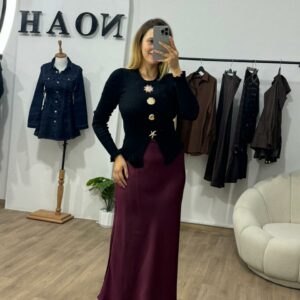 Jupe Satinée Bordeaux