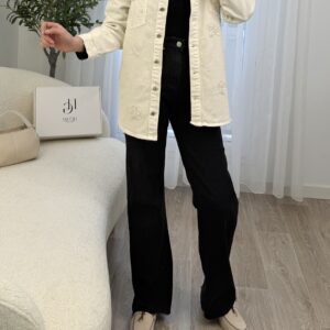 Surchemise denim écru brodée