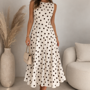 Élégance minimaliste en robe à pois