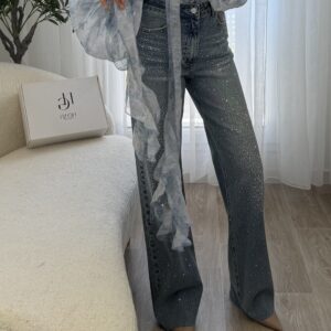 Jean Wide Leg Strass