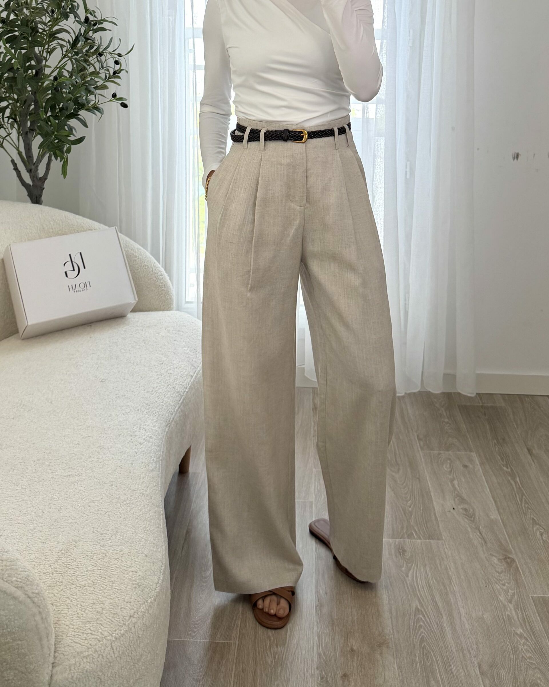 Pantalon Lin Ceinture - Pantalons - NOAH