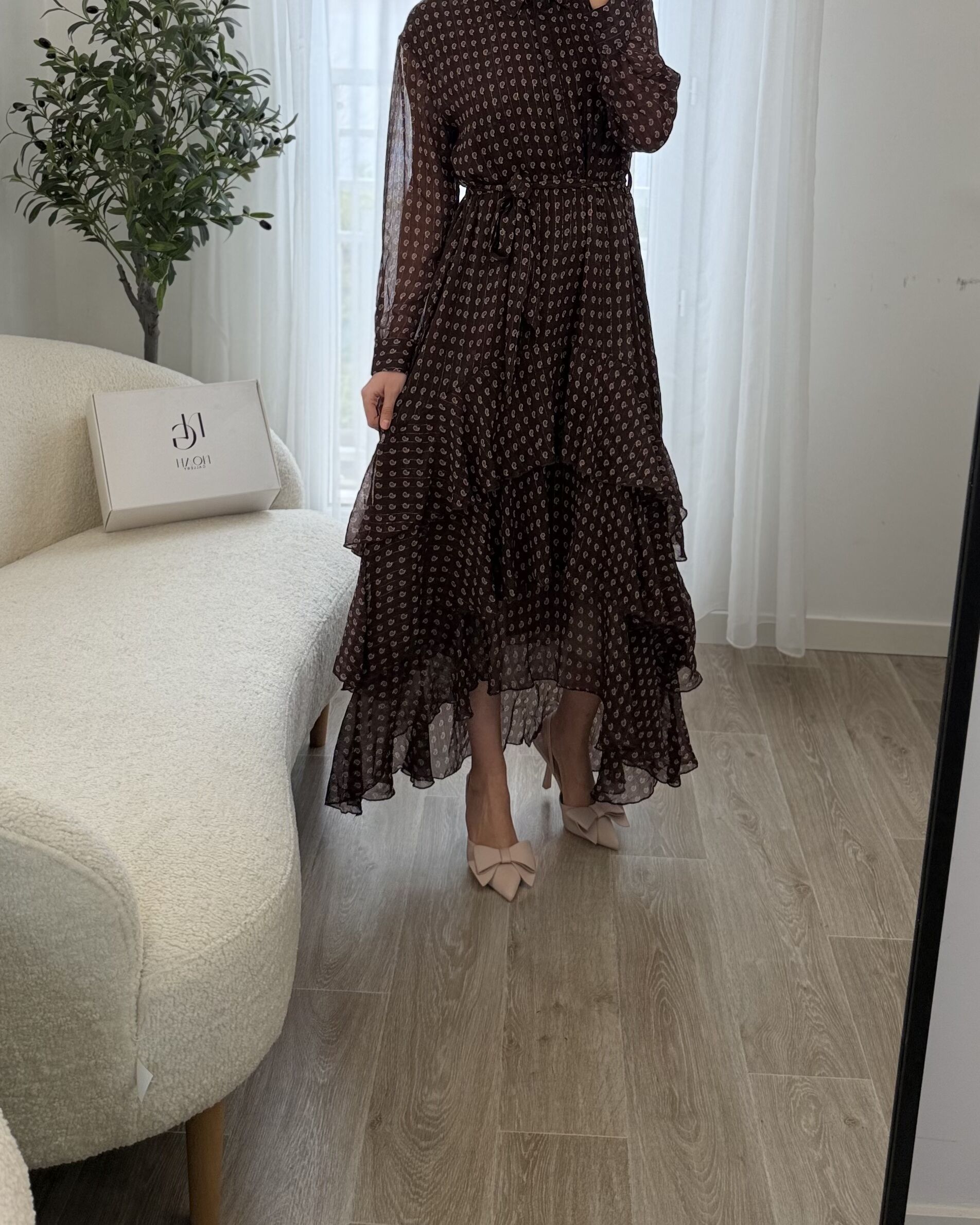 Robe midi fluide chocolat - NOAH