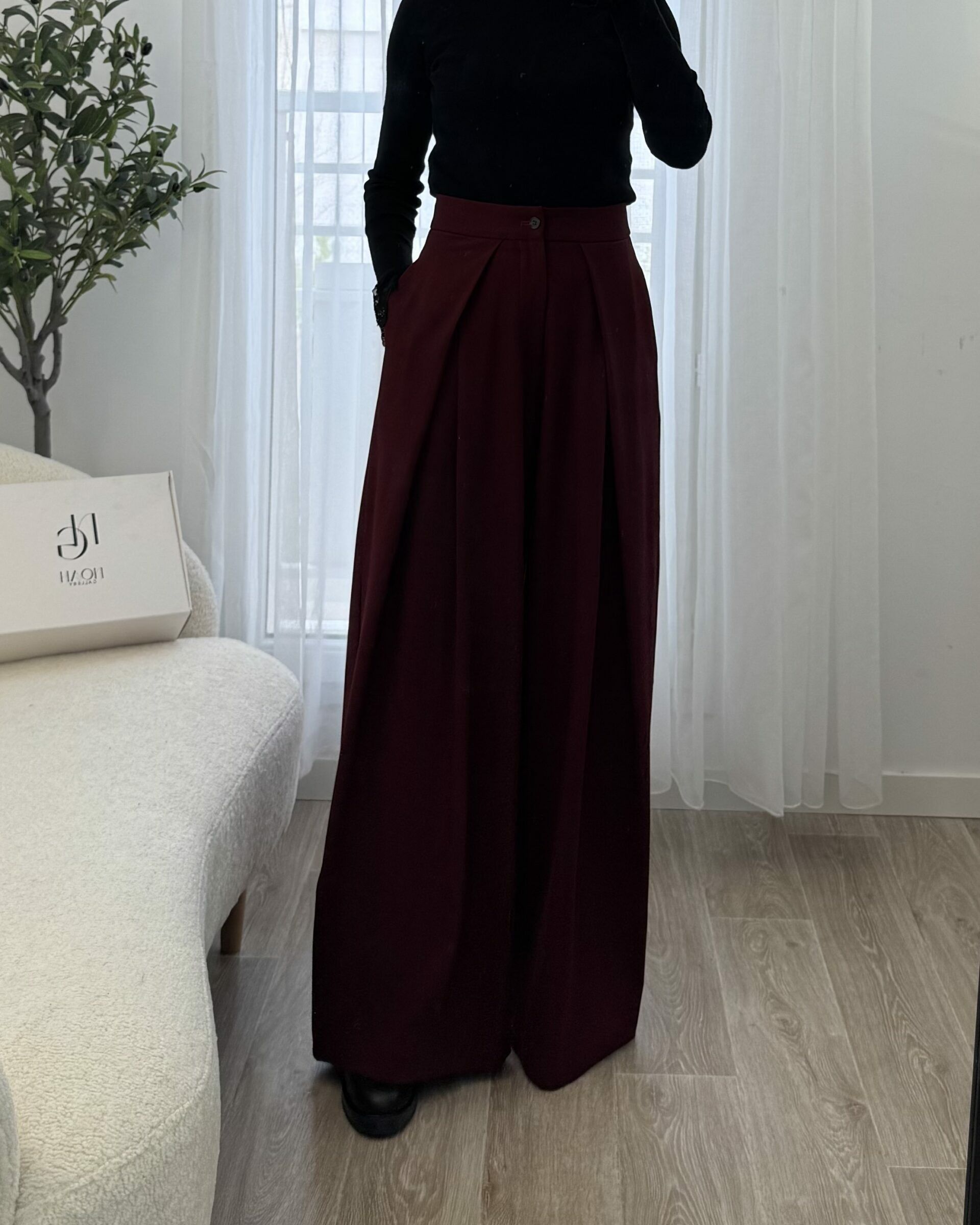 Pantalon Palazzo Tailleur Bordeaux - NOAH