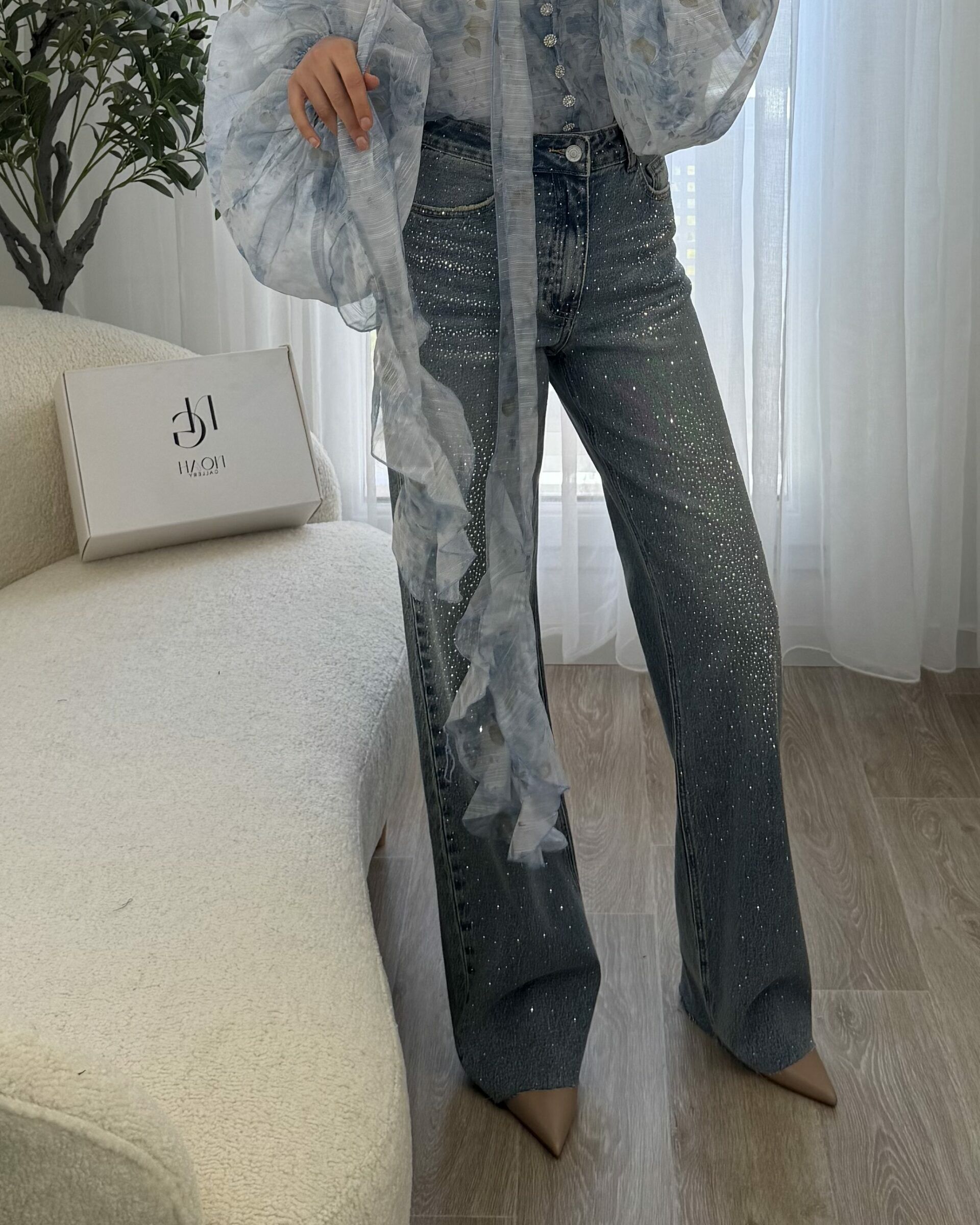 Jean Wide Leg Strass - NOAH