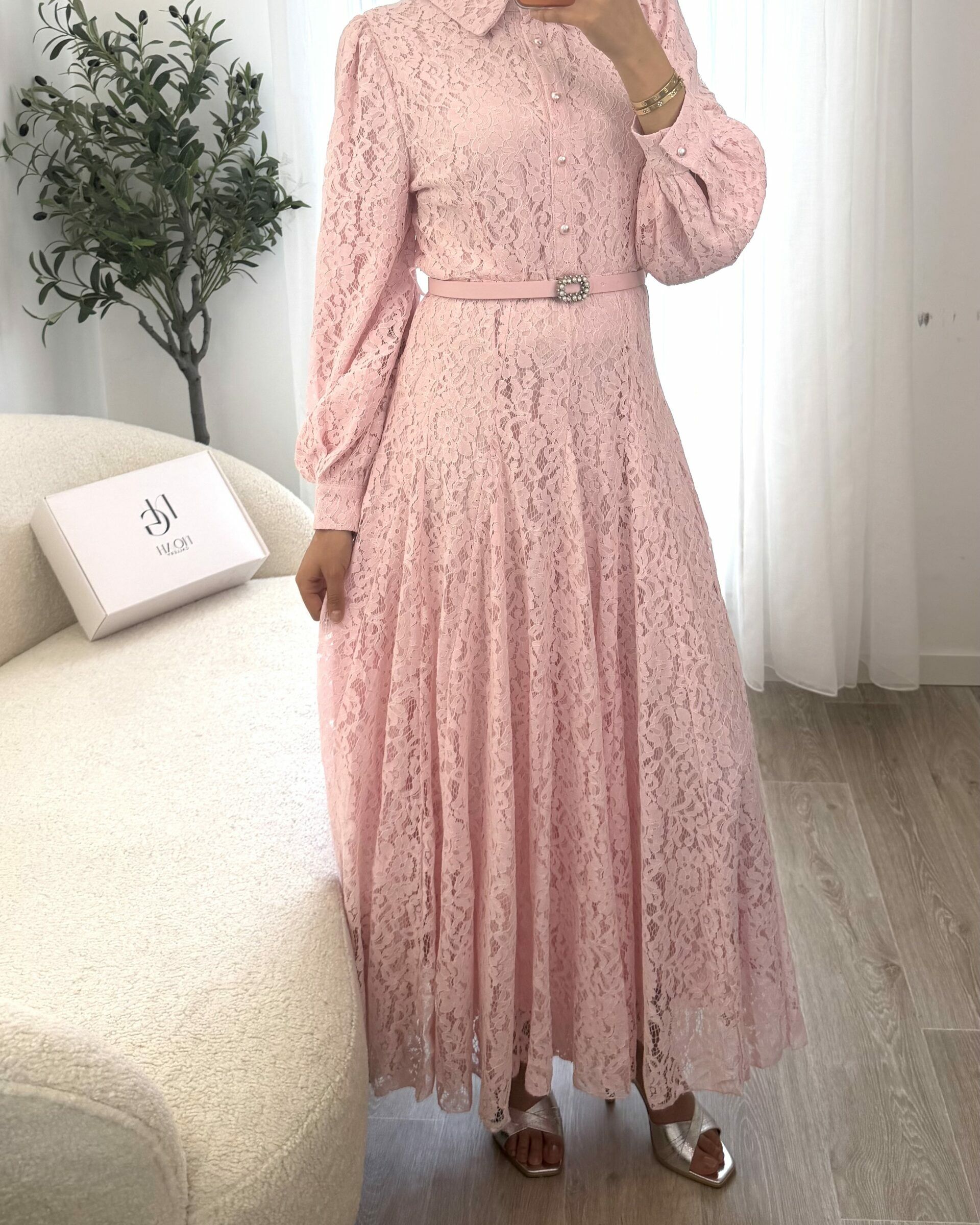 Robe Rosée de Dentelle - Robes - NOAH