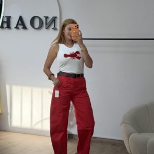 Pantalon Barrel Rouge
