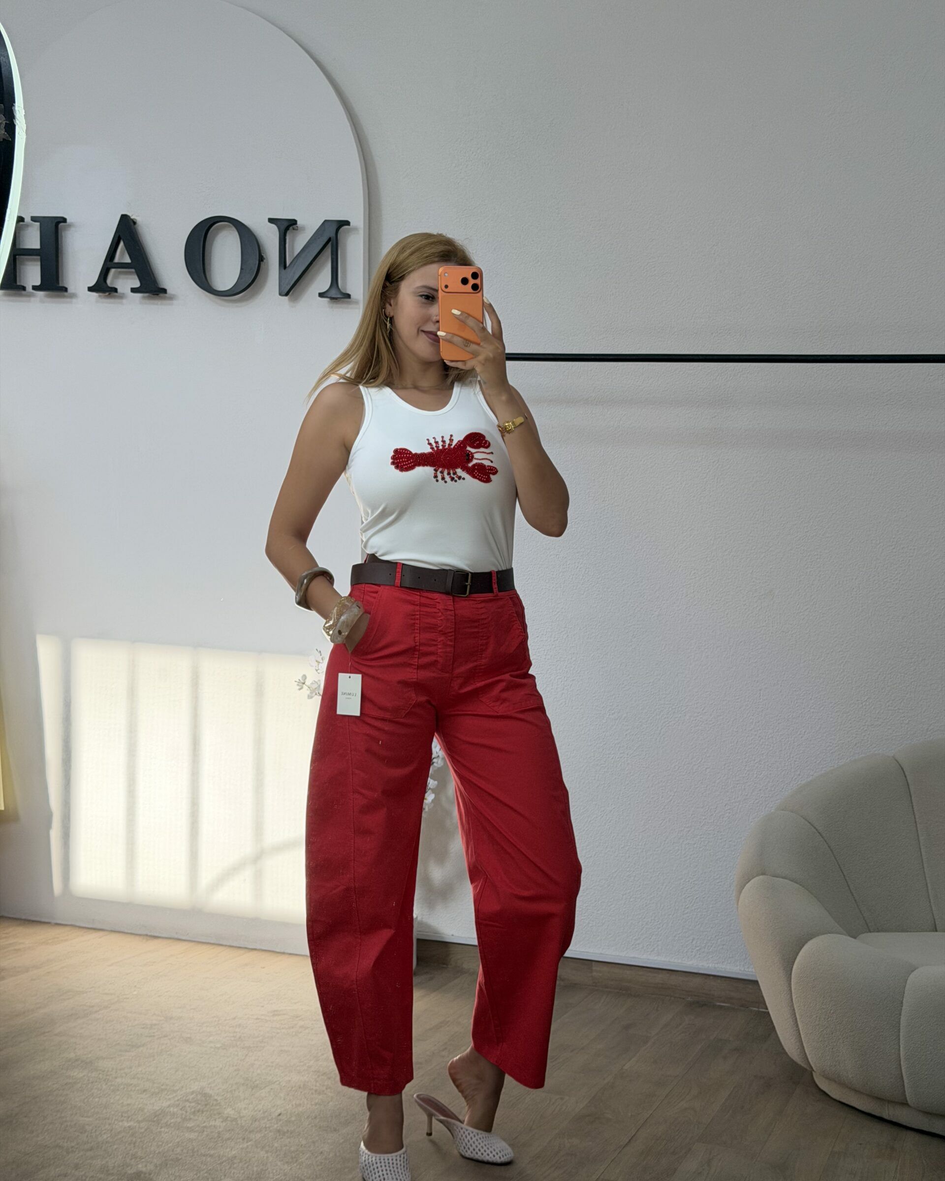 Pantalon Barrel Rouge - Pantalons - NOAH