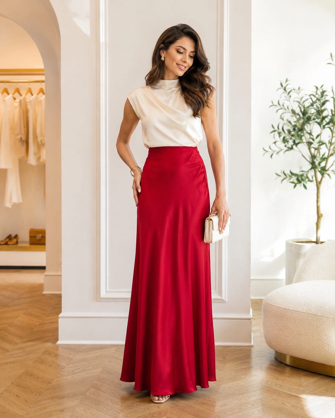 Jupe satin Rouge - Jupes - NOAH