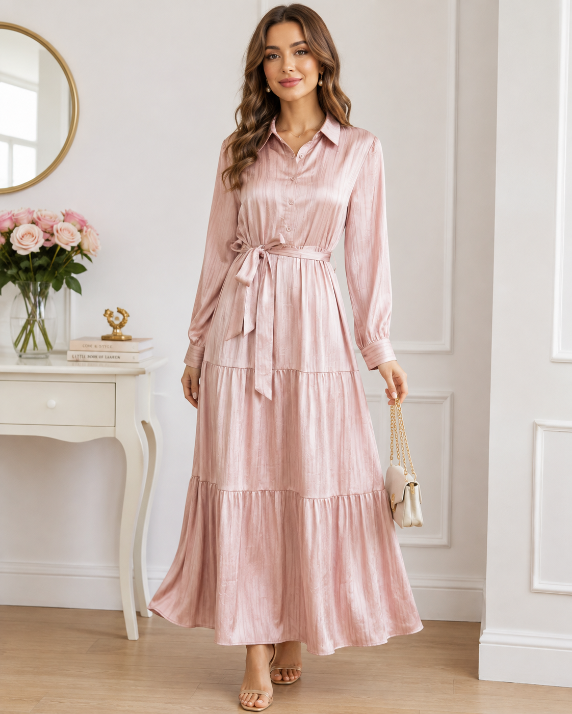 Robe Satinée Élégance Rose - Robes - NOAH